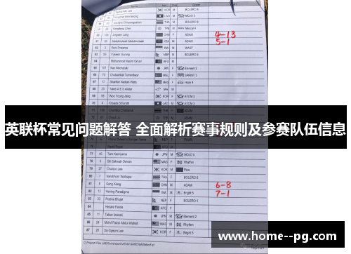英联杯常见问题解答 全面解析赛事规则及参赛队伍信息 英联杯常见问题解答 全面解析赛事规则及参赛队伍信息